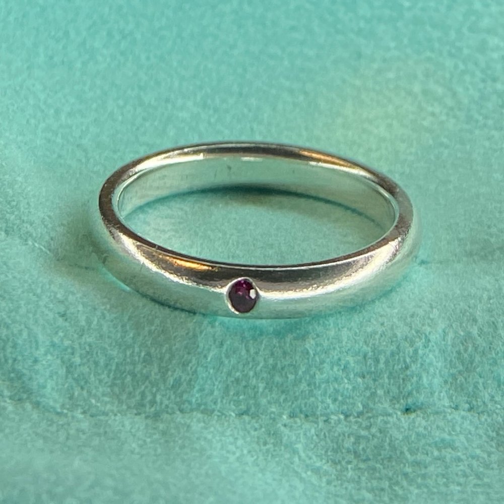 Elsa Peretti Silver Ruby Gem Stacking Ring 5
